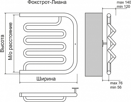 Фокстрот-Лиана AISI 500х500 Полотенцесушитель  TERMINUS Калуга - фото 3