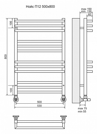 Нойс П12 500х800 Полотенцесушитель  TERMINUS Калуга - фото 3