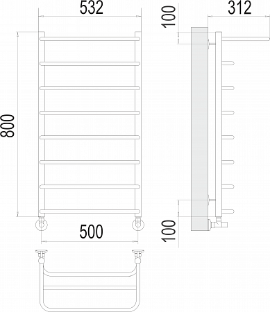 Полка П8 500х800  Полотенцесушитель  TERMINUS Калуга - фото 3