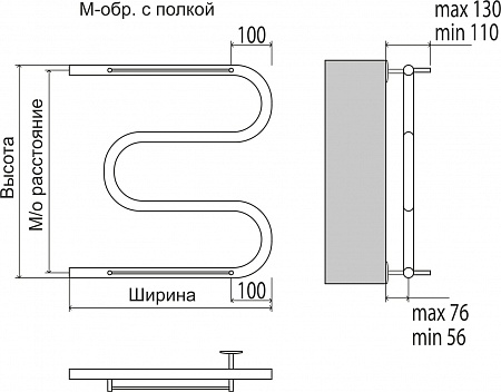 М-обр с/п AISI 32х2 500х400 Полотенцесушитель  TERMINUS Калуга - фото 3