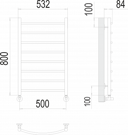 Классик П8 500х800 Полотенцесушитель  TERMINUS Калуга - фото 3