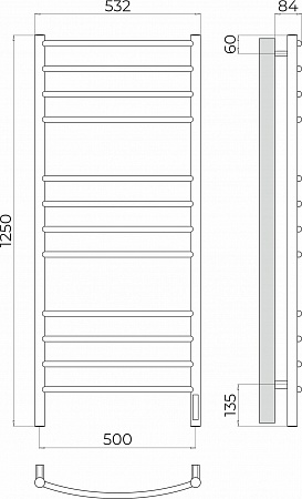Классик П12 500х1250 Электро (quick touch) Полотенцесушитель TERMINUS Калуга - фото 3