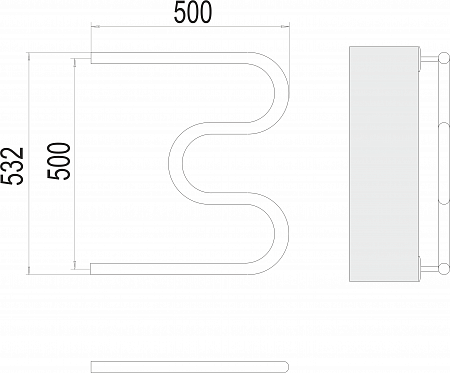 М-обр AISI 32х2 500х500 Полотенцесушитель  TERMINUS Калуга - фото 3
