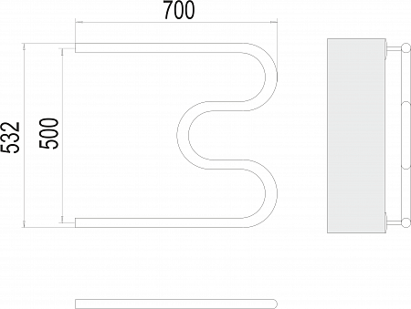 М-обр AISI 32х2 500х700 Полотенцесушитель  TERMINUS Калуга - фото 3