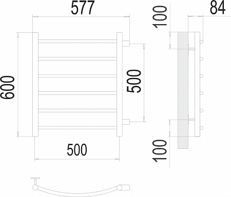 Классик П6 500х600 бп500 Полотенцесушитель  TERMINUS Калуга - фото 3