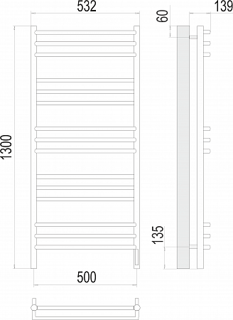 Прато П15 500х1300 электро (sensor quick touch) Полотенцесушитель  TERMINUS Калуга - фото 3