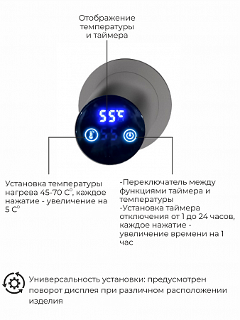 Рондо П2 350х760 электро Полотенцесушитель TERMINUS Оружейная сталь Калуга - фото 5