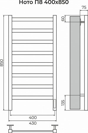 Ното П8 400х850 Электро (quick touch) Полотенцесушитель TERMINUS Калуга - фото 3