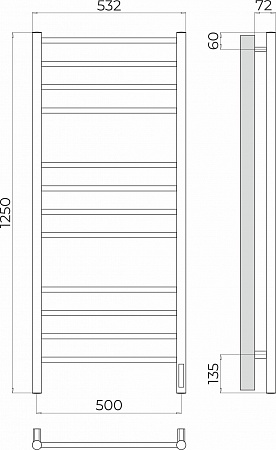 Аврора П12 500х1250 Электро (quick touch) Полотенцесушитель TERMINUS Калуга - фото 3
