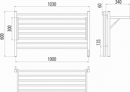 Горизонт П8 1000х600 электро КС ЧЕРНЫЙ МУАР (sensor quick touch) Полотенцесушитель TERMINUS Калуга - фото 5